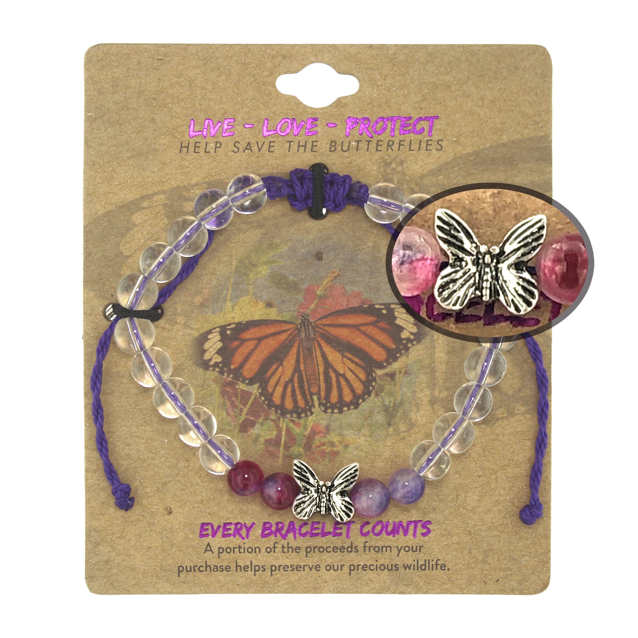 H.E.L.P. by T.Jazelle XO Heart Charity Charm Bracelet with Pink Cat's Eye  Beads | The Paper Store